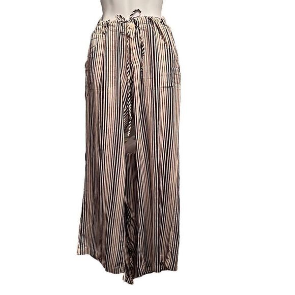 Just Living Women Drawstring Palazzo Striped Pants Button and Zip Closure Small - Picture 1 of 7
